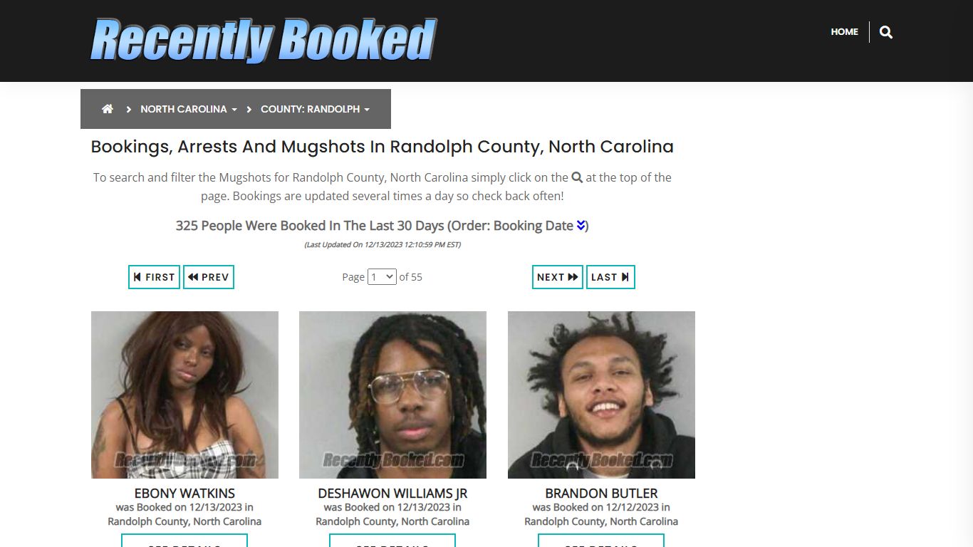 Bookings, Arrests and Mugshots in Randolph County, North Carolina
